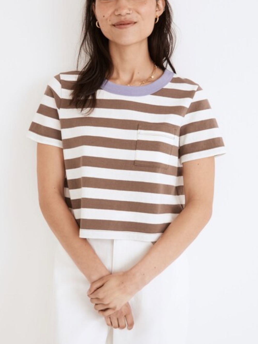 Madewell Organic Cotton Supercrop Pocket Tee in Stripe